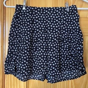 Floral black mini skirt
